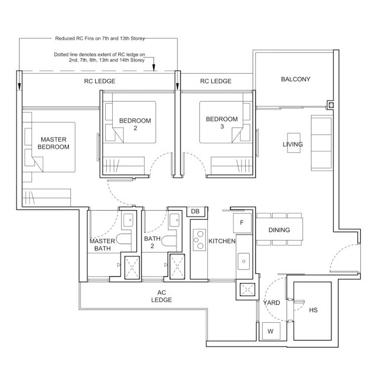 3 Bedroom Type C1 872sqft