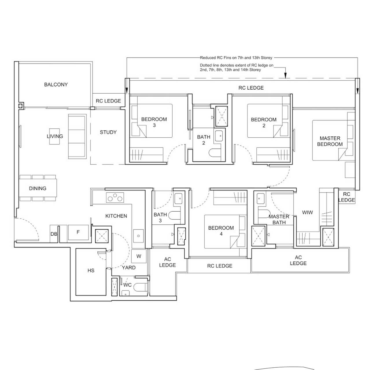 4 Bedroom + Study Type D2 1163 sqft