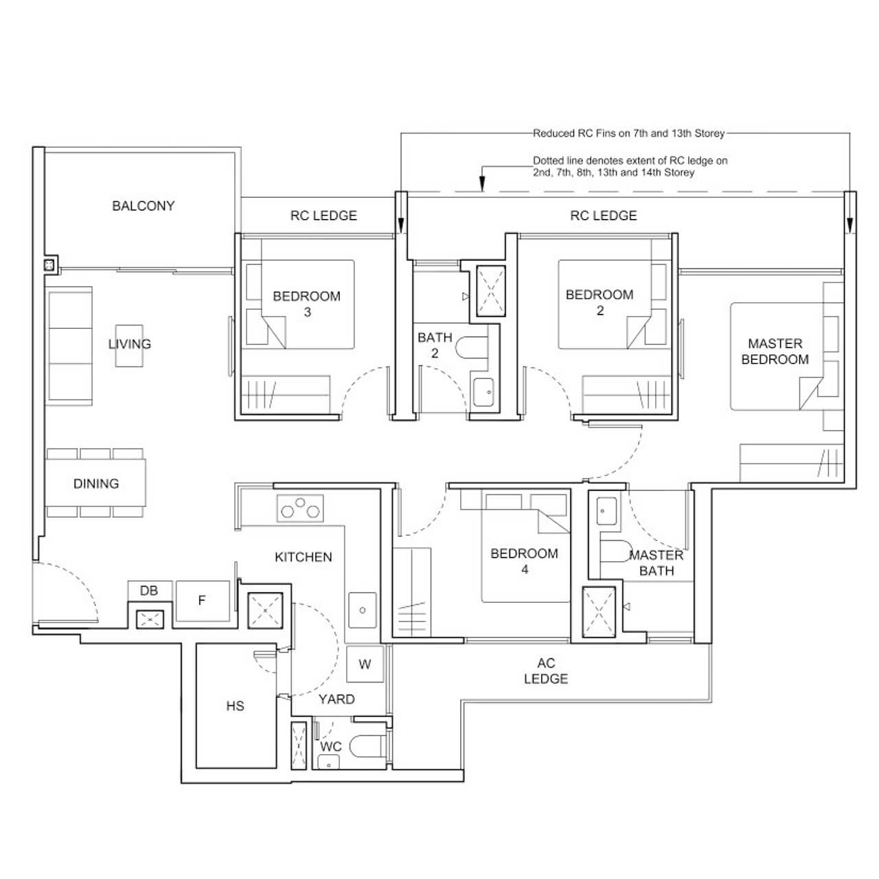 4 Bedroom Type D1 1012 sqft